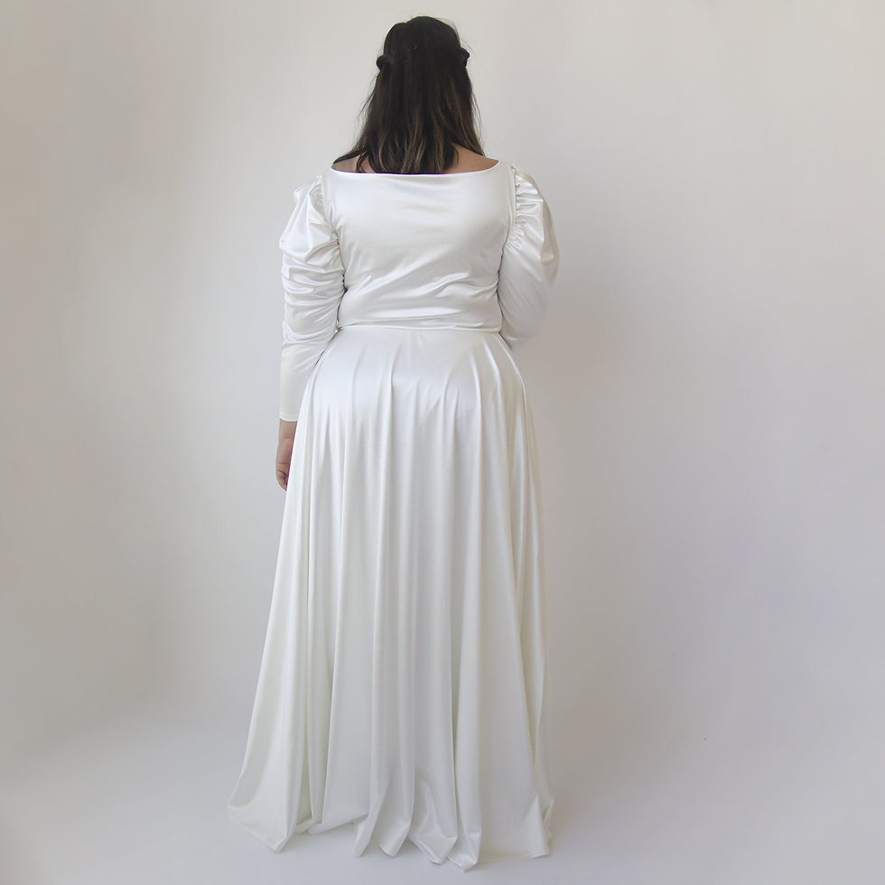 Thumbnail: Ivory Sweetheart Wedding Dress With Puffy Sleeves #1341