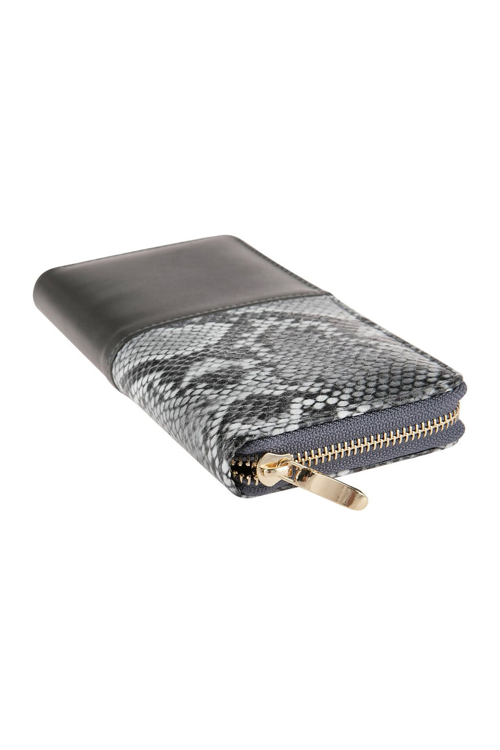 Thumbnail: Hdg2682 -Half Printed Snake Skin Single Zipper Leather Wallet