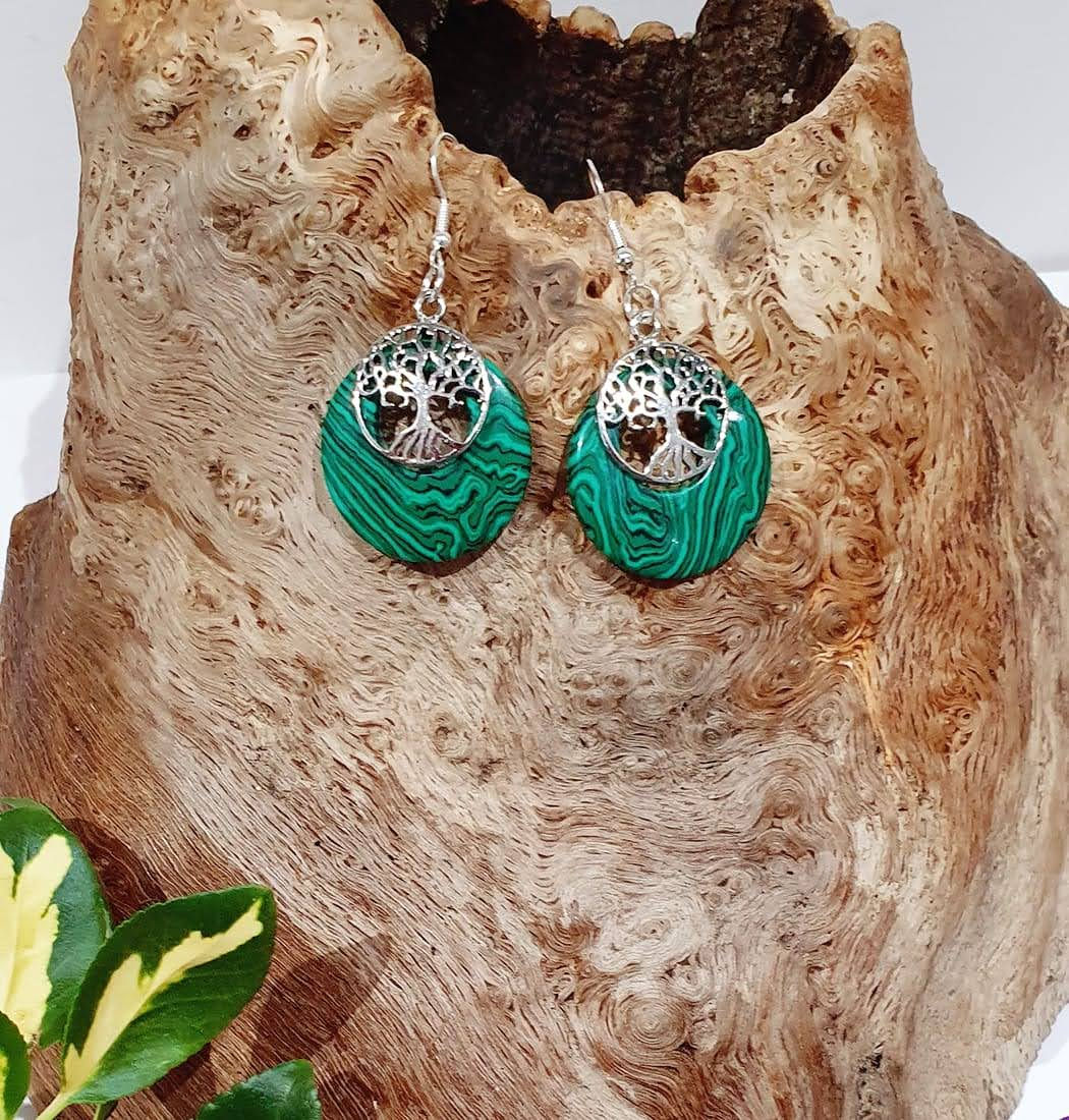 Tree of Life, Malachite earrings