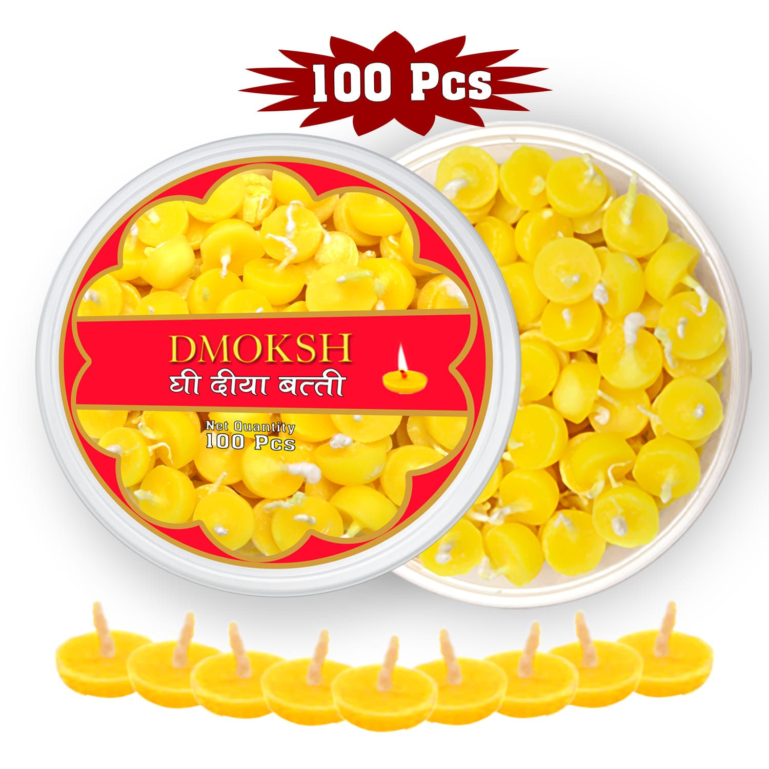 Pure Cow Ghee Wicks – Easy to Use Batti for Daily Puja | Set of 100 Pcs