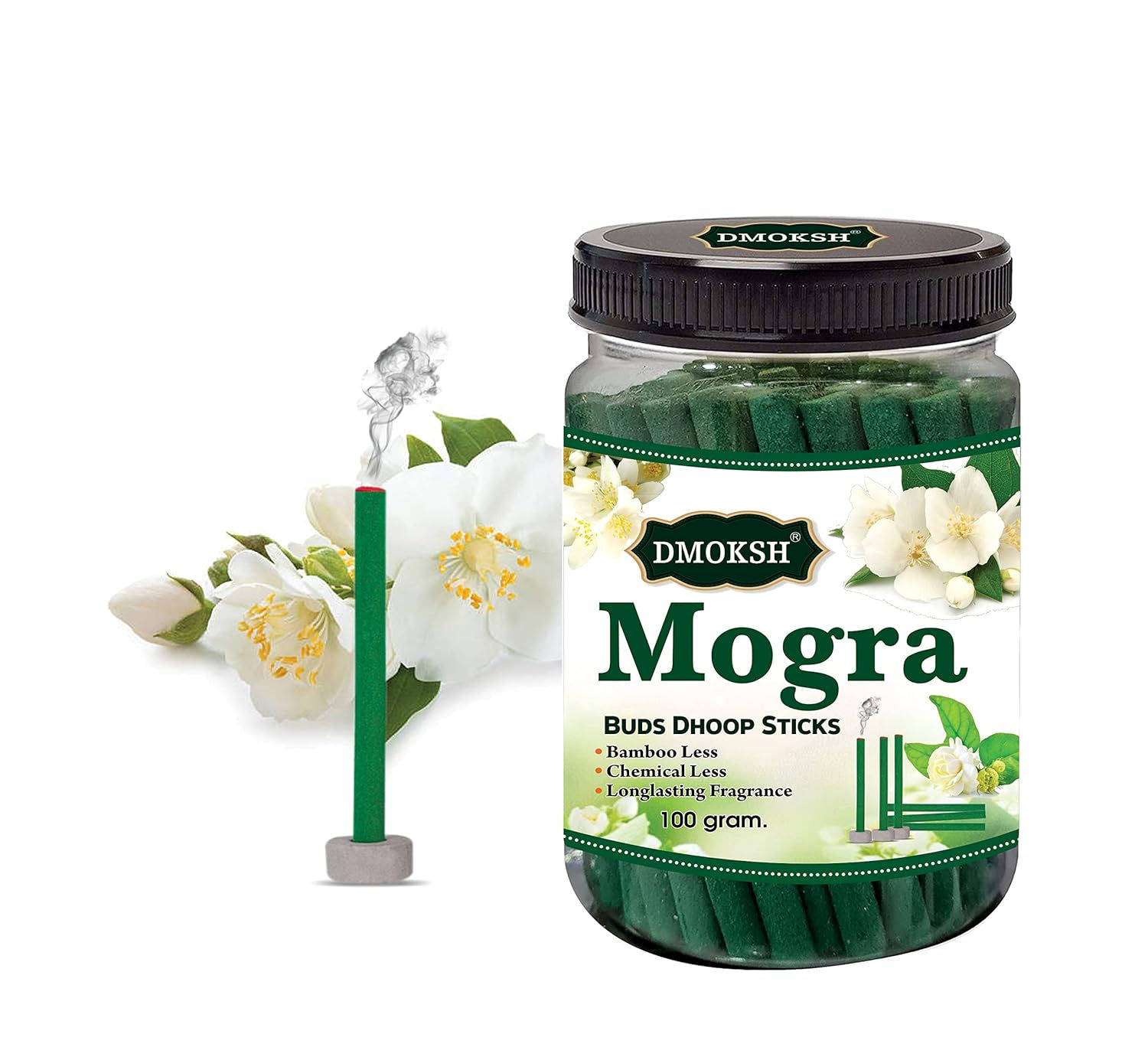 Mogra Dhoop Sticks 100g Dhup Batti With Holder Bamboo free Dhoop Sticks for Puja