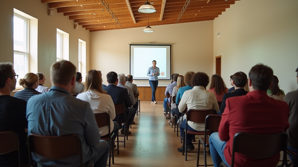 Wide angle view of a community center hosting a mental health workshop in Abilene TX