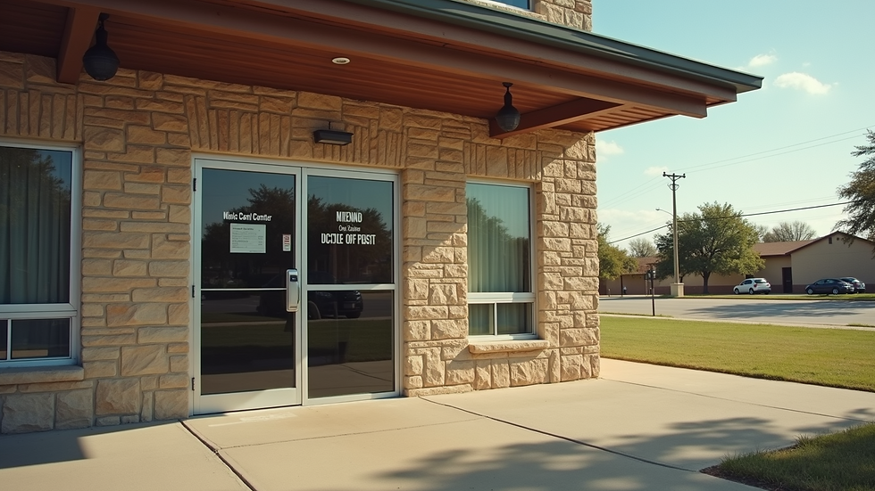 High angle view of a counseling center entrance with clear signage in Abilene TX