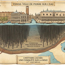 Le(a) voyageur(se) qui flâne au XXIe siècle sur les quais de la lagune, ébloui par la blancheur du marbre et l'éclat des dômes, ne se doute pas qu'il marche au-dessus d'un immense cimetière végétal construit au moyen-âge. Sous ses pieds, dans le silence noir de la vase, repose, en l’occurrence, l'un des plus grands secrets du génie civil médiéval : une forêt entière, inversée et pétrifiée, qui porte à bout de bras la "Sérénissime". Contrairement aux rumeurs virales qui voudraient nous faire croire à une ancienne cité engloutie par une soudaine inondation, la vérité est bien plus fascinante.