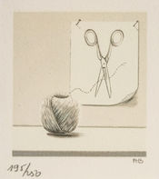 Fanny Brennan String and Scissors surreal lithograph art print for sale