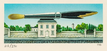 Fanny Brennan Pink House surreal lithograph art print for sale