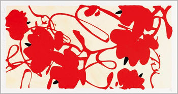 Donald Sultan Red Flowers lantern floral screenprint silkscreen art print for sale