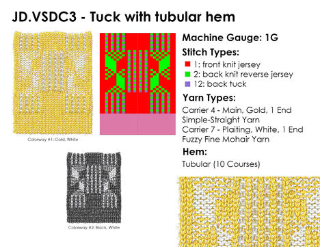 Joyce Dong: Virtual Swatch Collection: Tuck with tubular hem, geometric inspired design