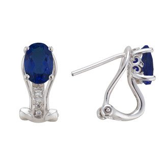 September: White Gold Oval Sapphire and Diamond Earrings