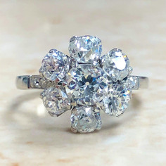 2.90 Carats Old European Cut Diamond Halo Engagement Ring