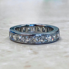 Important Vintage Platinum French Cut Eternity Ring 3.75 CTTW