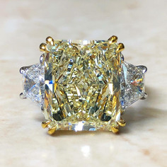7.89 Carats Radiant Yellow Diamond Engagement Ring