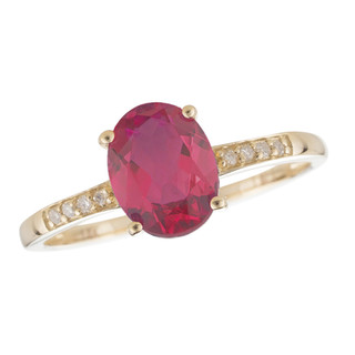 July: Yellow Gold Oval Ruby and Diamond Ring
