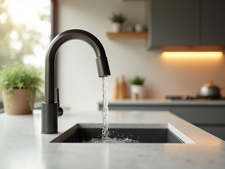 Rubinetto Nero che eroga acqua depurata