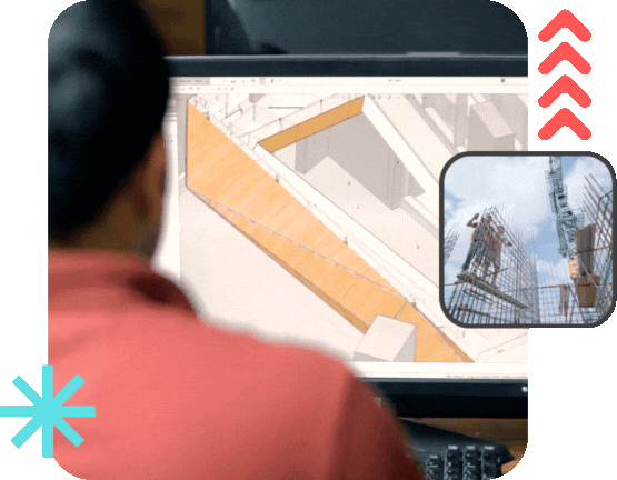 Male architect reviewing a detailed CAD site plan on screen representing CAD drafting services and architecture outsourcing for California firms through www.lynxpros.com