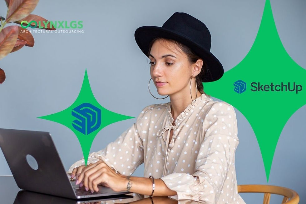 woman wearing hat_working on laptop_sketchup logo in the background