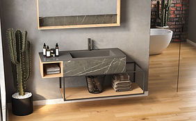modern-loft-bathroom-interior-design-bathtub-parquet-floor-sunlight-plants-towels-black-ba