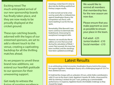22nd May 2023 Newsletter