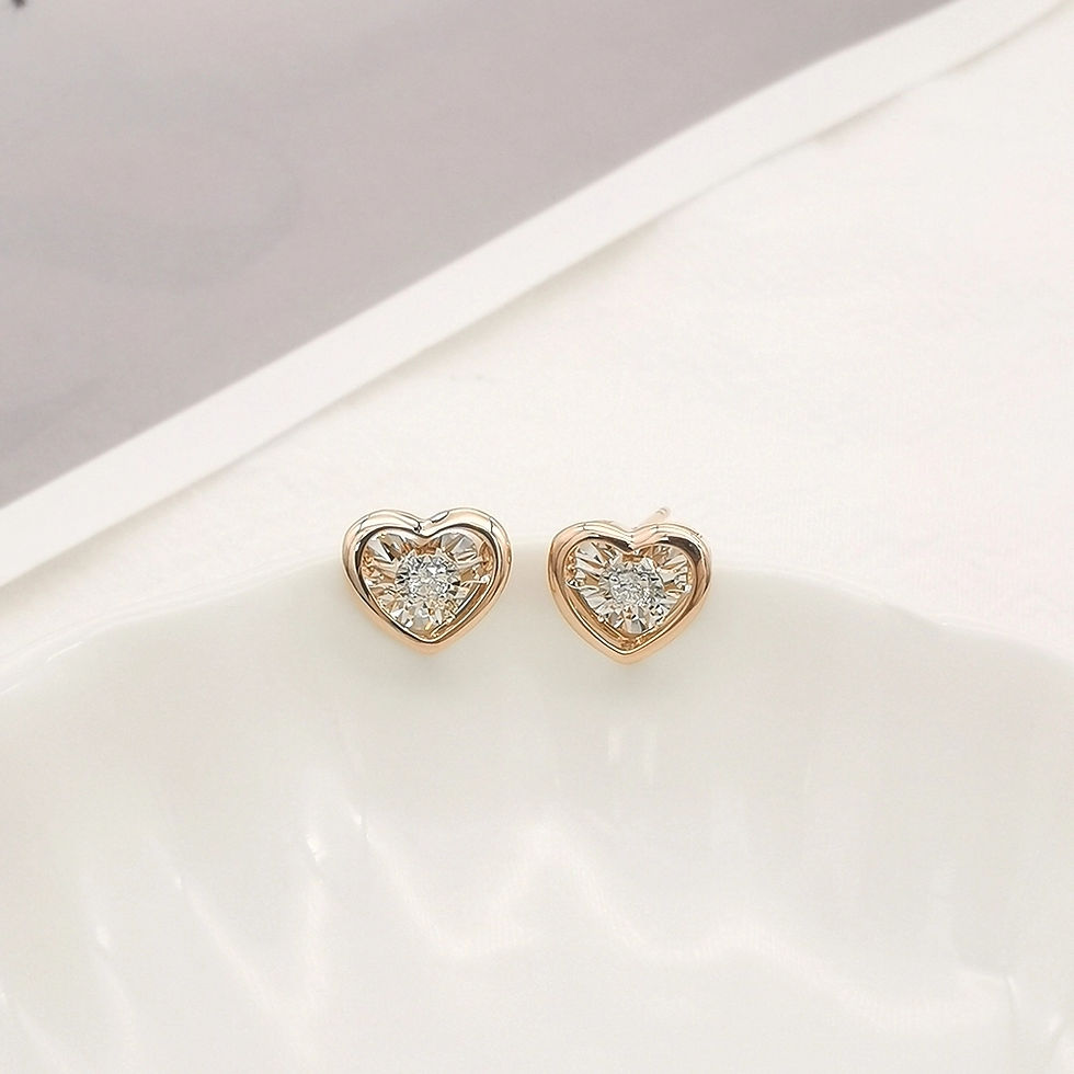 Thumbnail: Trendy 18k Gold Dancing Diamond Heart Earrings Studs