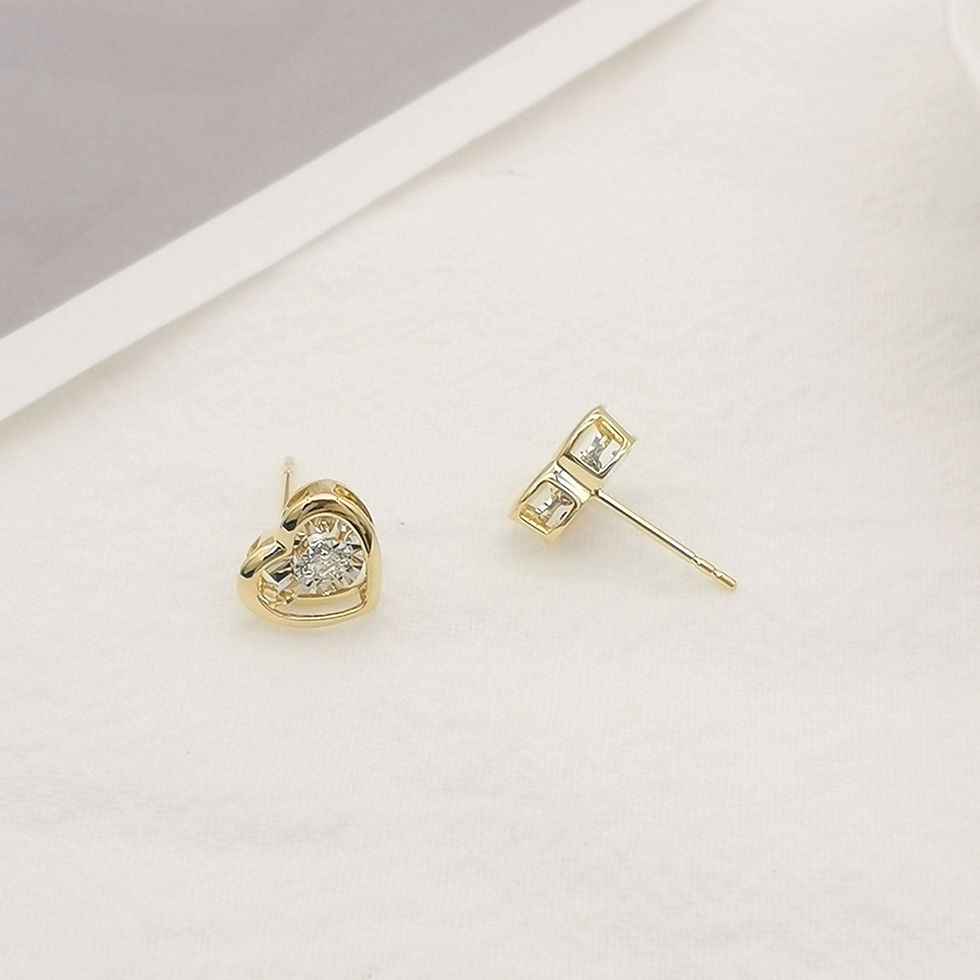 الصورة المصغرة: Trendy 18k Gold Dancing Diamond Heart Earrings Studs
