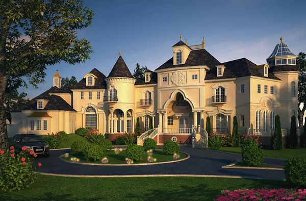 French Castle style home Chateau plan bl.webp