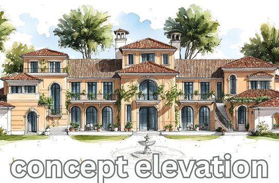 concept elevation for luxury Mediterranean custom home, architect John Henry.jpg