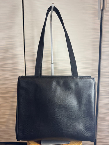 Vintage Salvatore Ferragamo Vara Bow Tote Bag Black Lizard