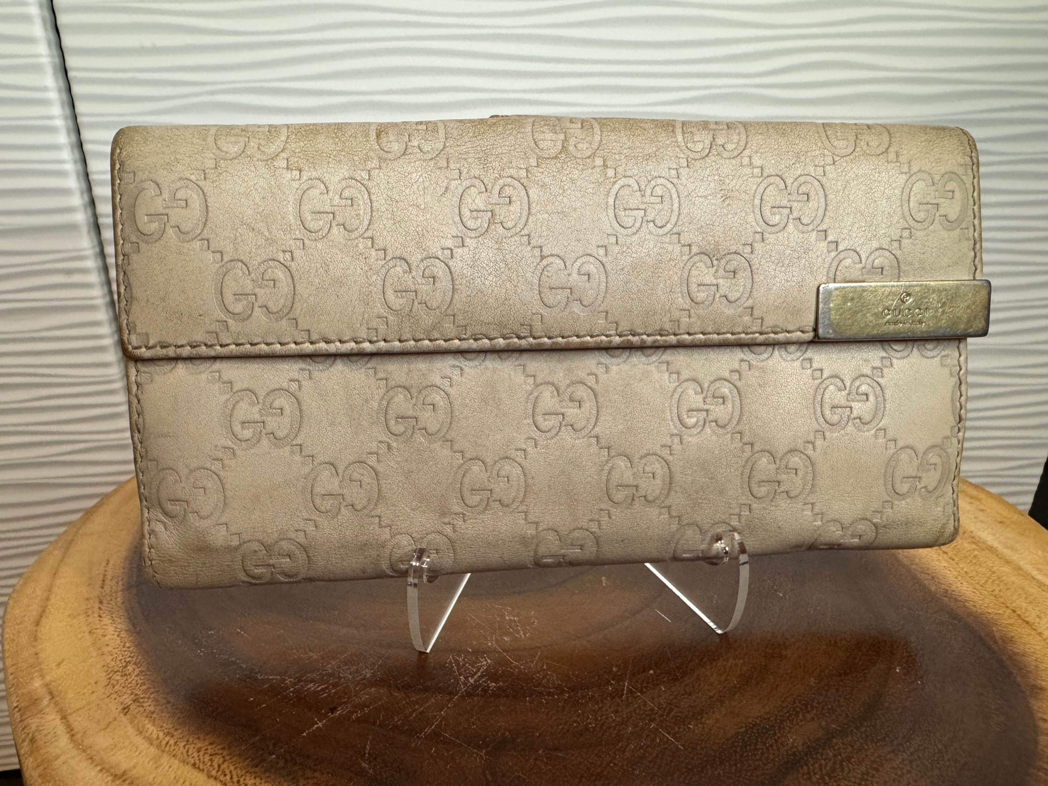 Gucci Embossed Monogram Long Snap Close Wallet
