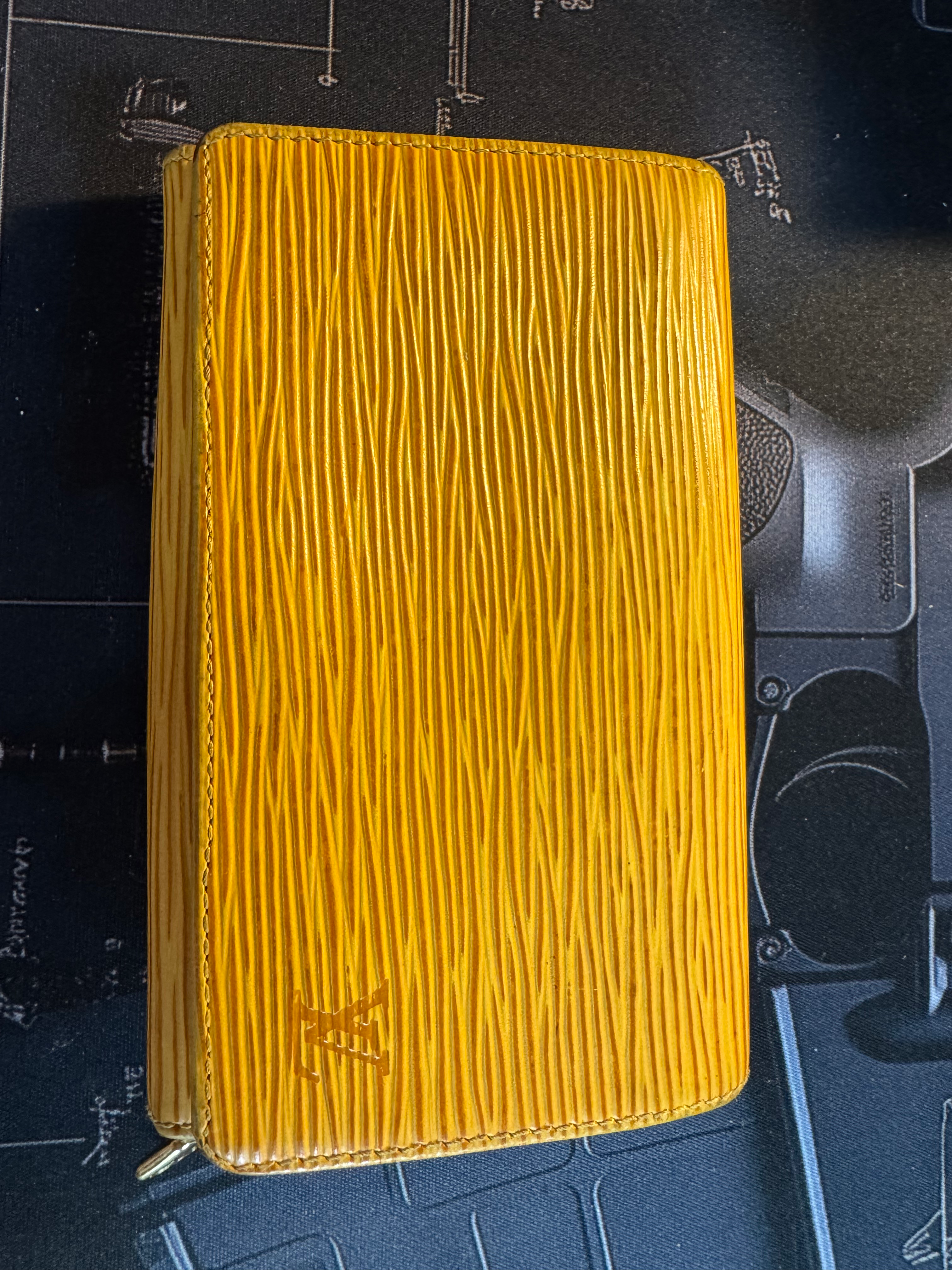 Louis Vuitton LV Epi Leather-Wallet w Zip compartment -Yellow/Purple