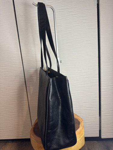 Vintage Salvatore Ferragamo Vara Bow Tote Bag Black Lizard