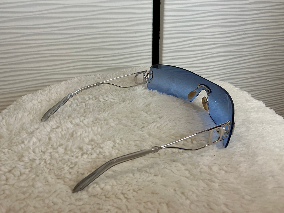 Thumbnail: Dior Women's Blue Rimless Shield Sunglasses-Vintage Y2K