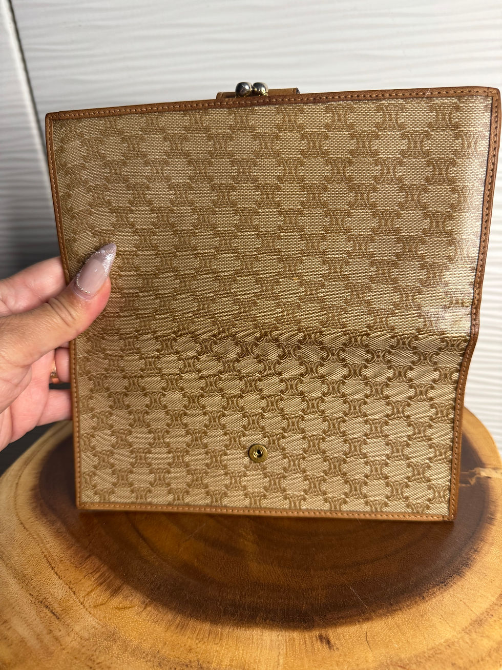 Thumbnail: CELINE Macadam Used Long Wallet Beige- Brown PVC Leather Italy Vintage