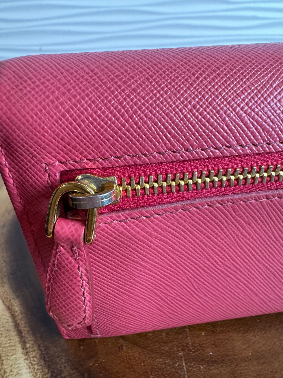 Thumbnail: Prada Saffiano Fiocco Bow Flap Wallet – Peony Pink (Peonia)