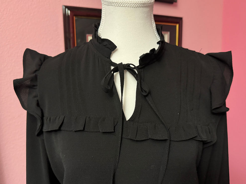 Thumbnail: CeCe Black Ruffle Top- Women’s Size S