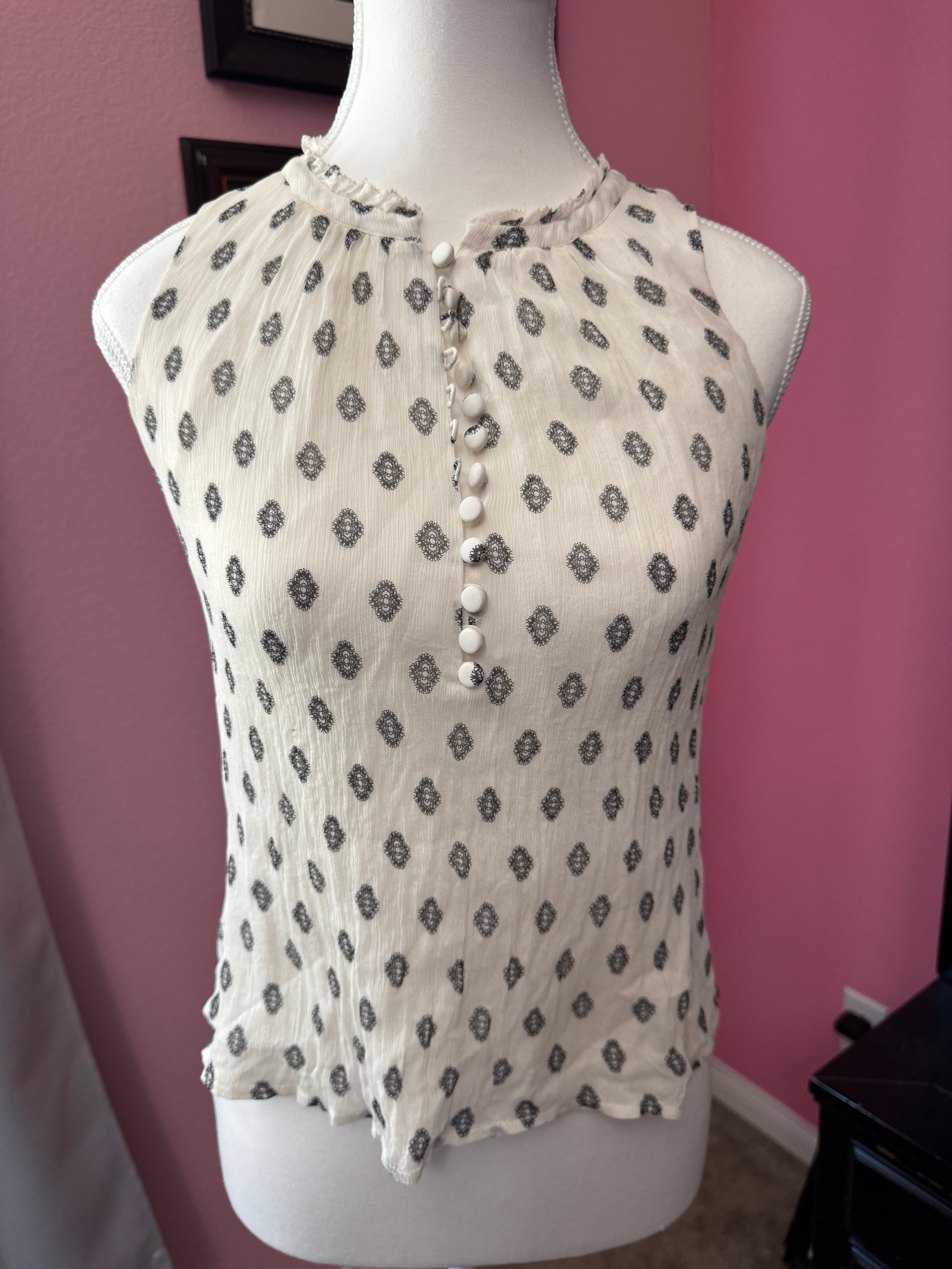 J. Crew Ivory Printed Sleeveless Button-Front Camisole size 00P