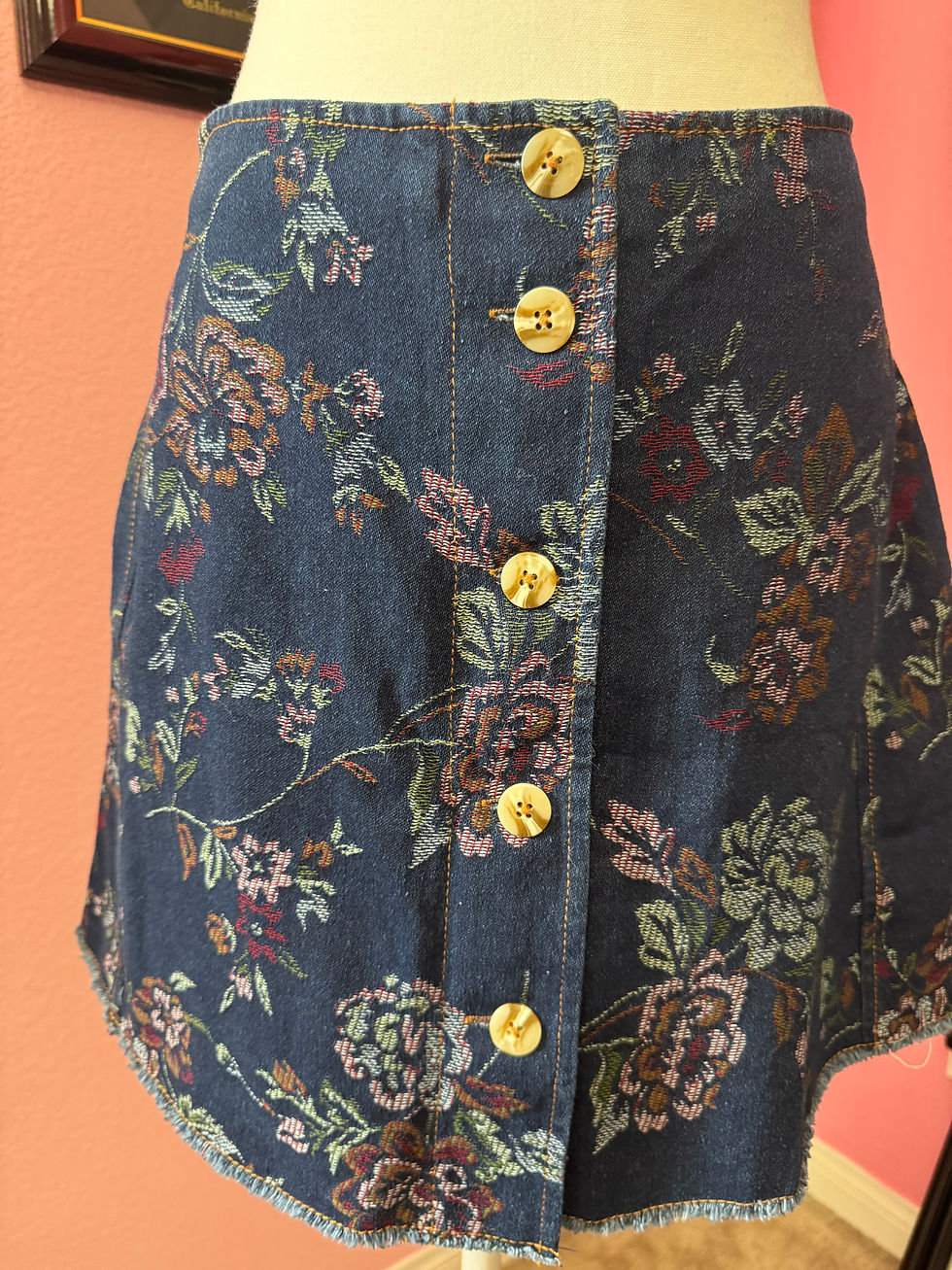 Thumbnail: Urban Outfitters size M Denim Button-Front Mini Skirt - Navy