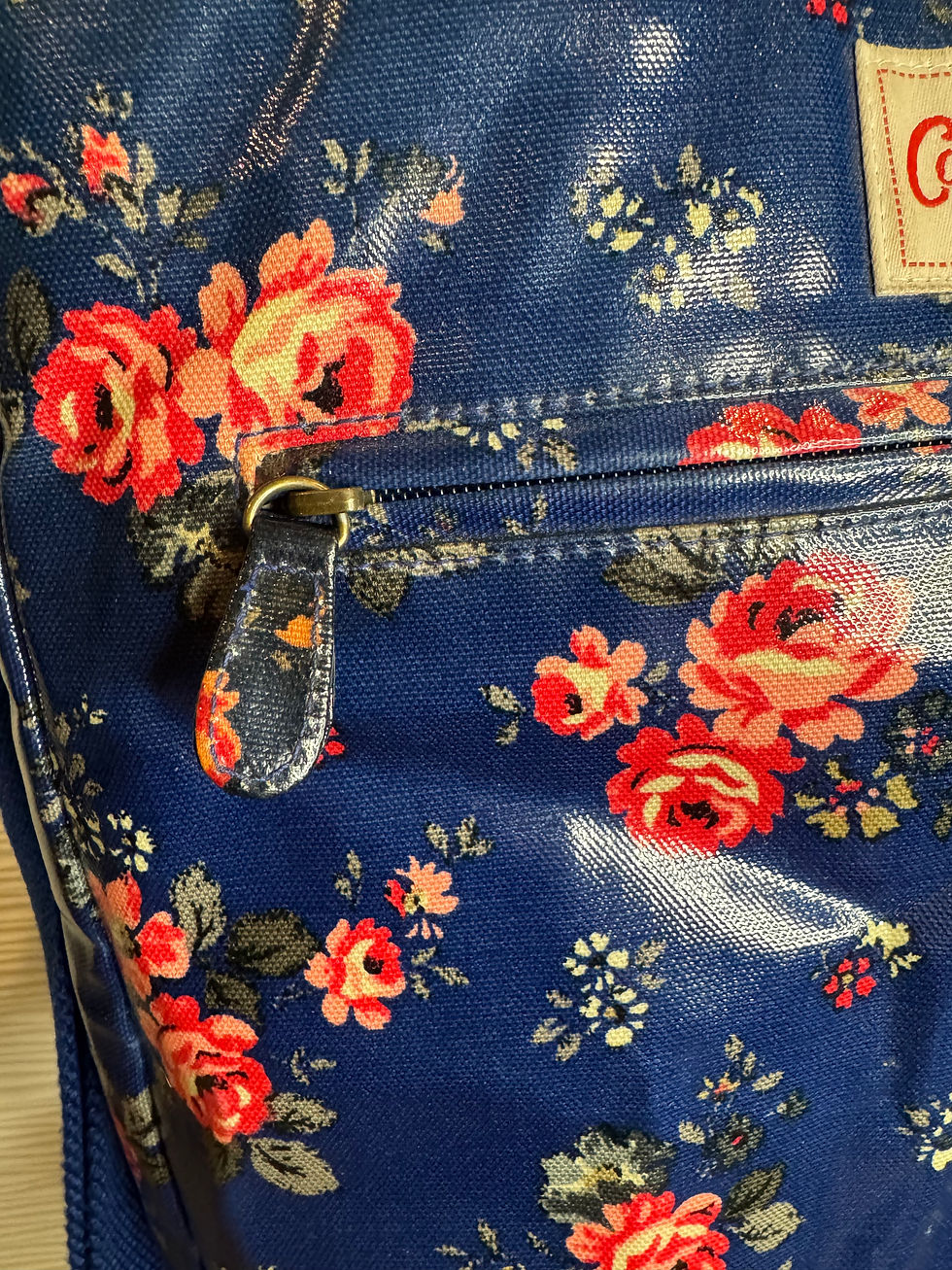 Thumbnail: Cath Kidston Blue Oilcloth Tote Bag/ Crossbody Handbag Floral Print Cottage Core
