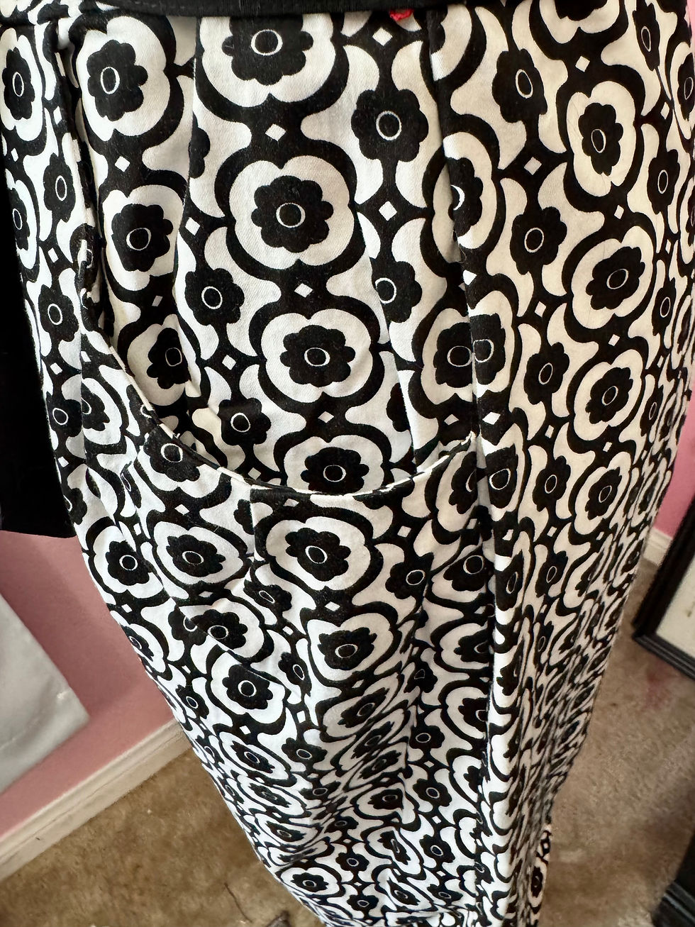 Thumbnail: Nine West Black & White Floral Geometric Sheath Dress with Waist Tie-size 10