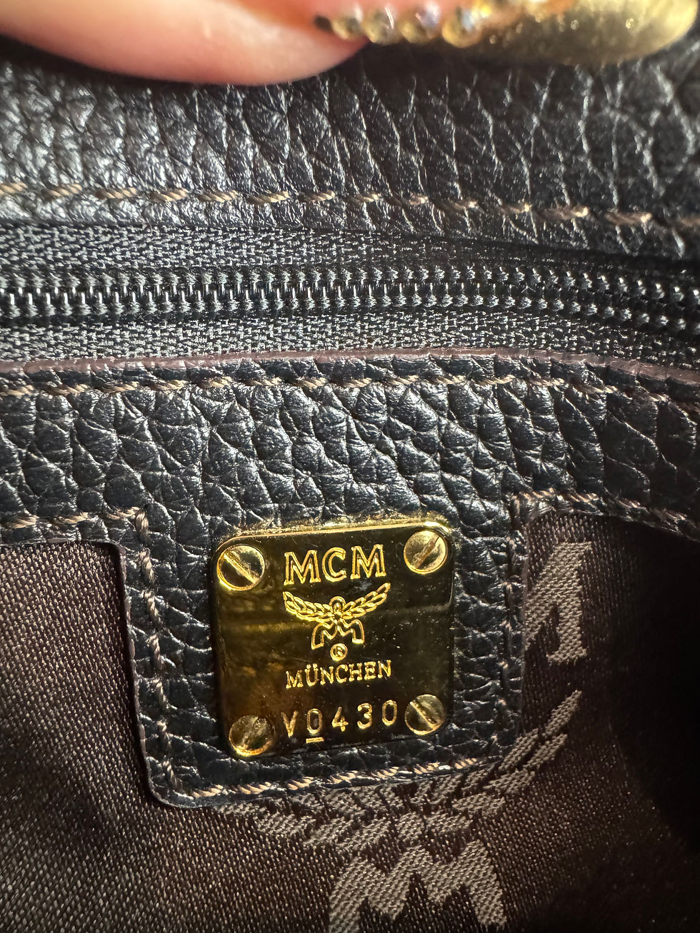 Thumbnail: MCM Pebbled Calfskin Leather Studded Flap Shoulder Bag-Black W Gold Chain