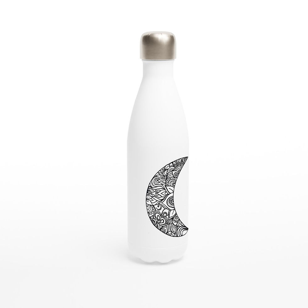 Thumbnail: Celestial Moon White 17oz Stainless Steel Water Bottle