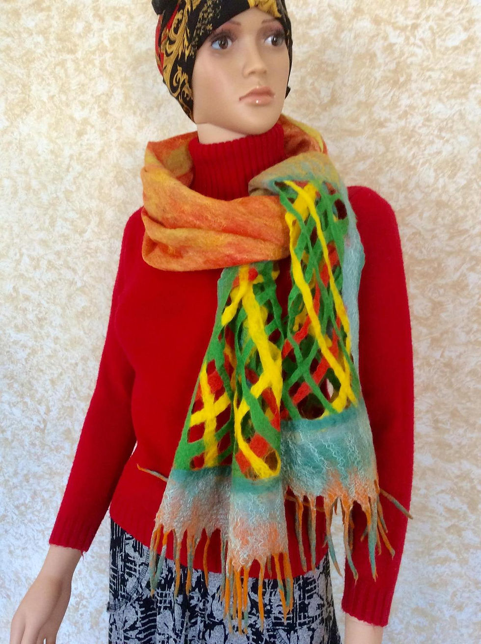 Felted cobweb scarf "Autumn"