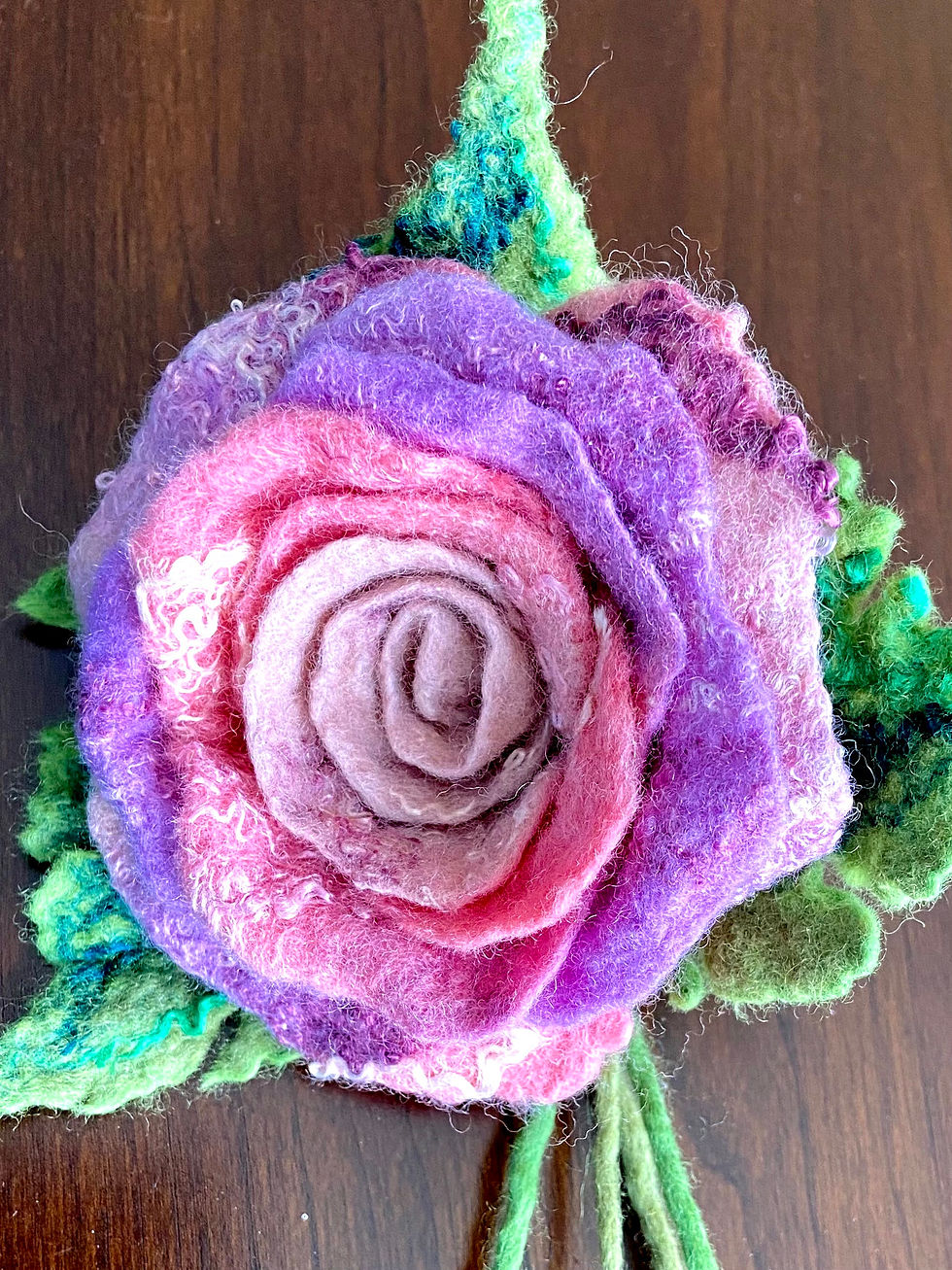Thumbnail: Fashion felted flower brooch Rose