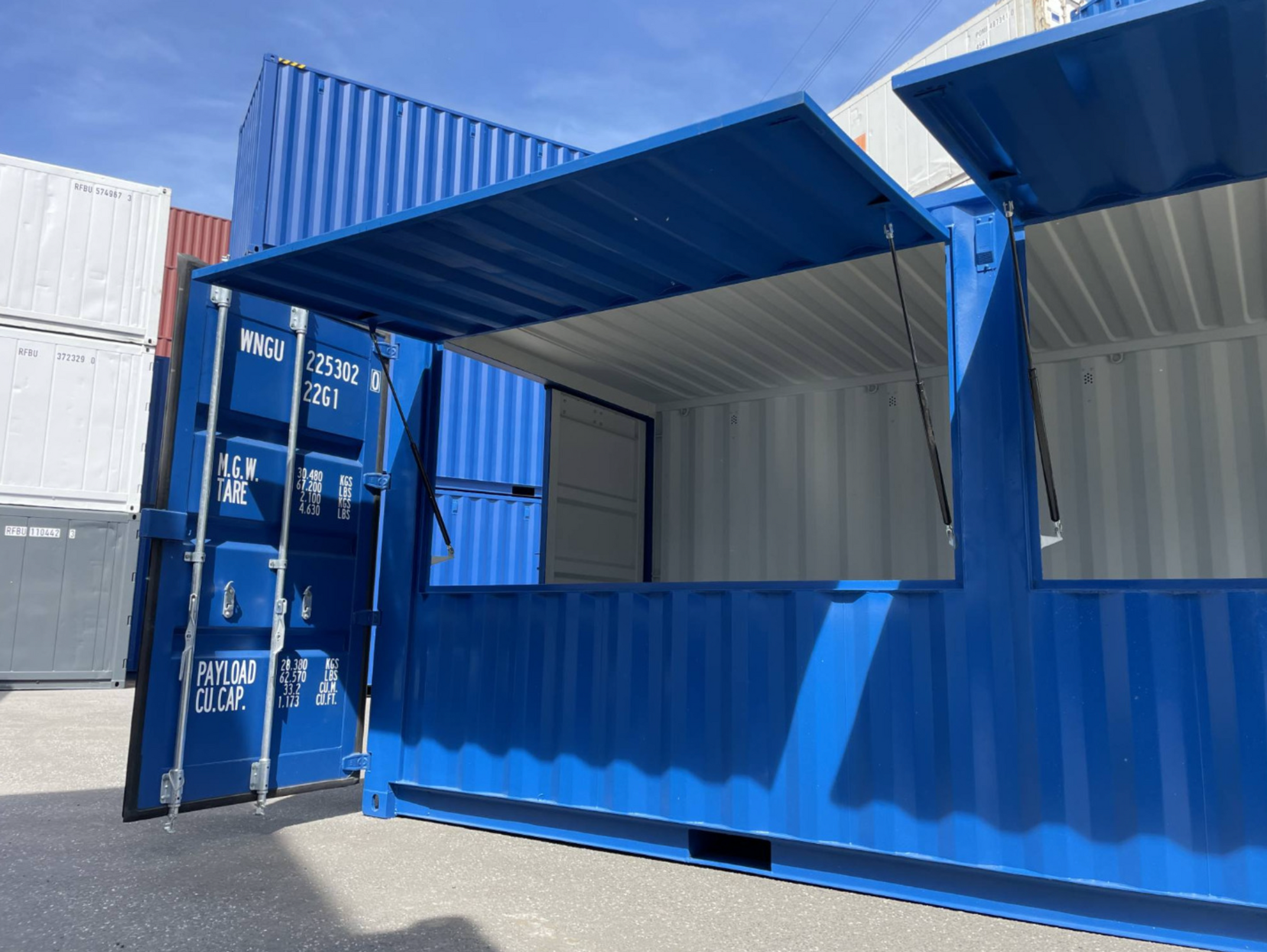 20ft Modular Pop-Up Bar & Snack Event Container (RAL 5010 Gentian Blue)