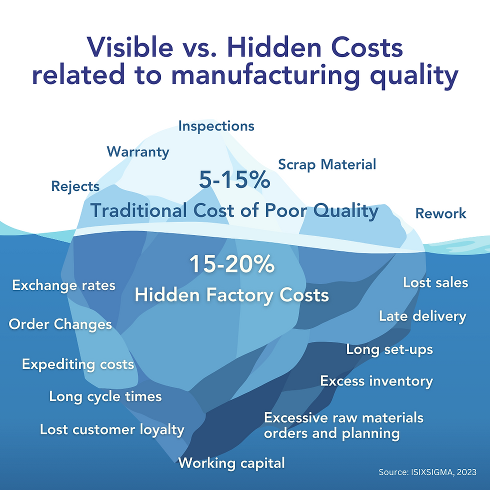An image of an iceberg with hidden costs described