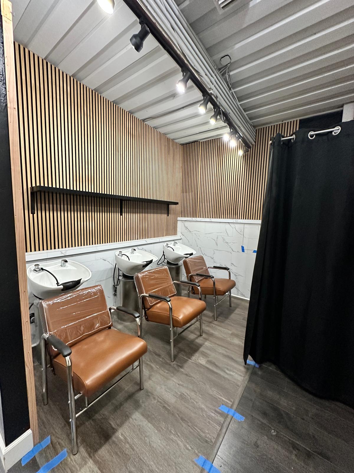 Completed salon wash area