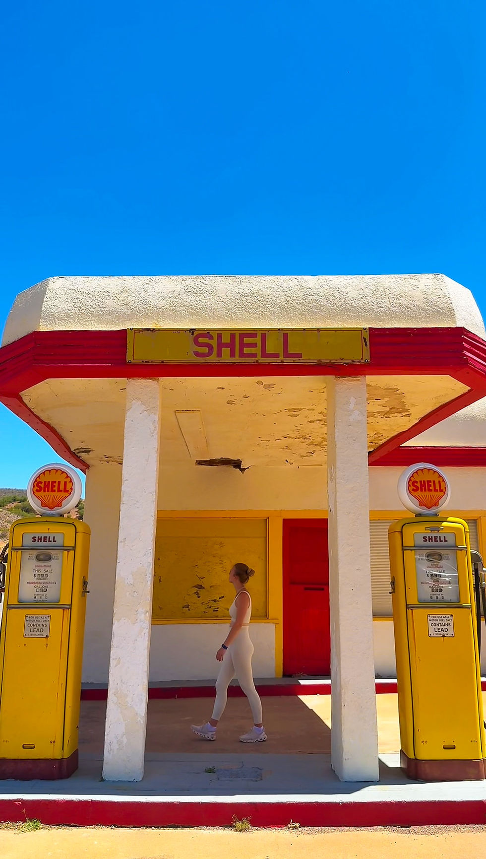 Vintage Shell gas station along Erie Street in Lowell, Arizona near Bisbee.