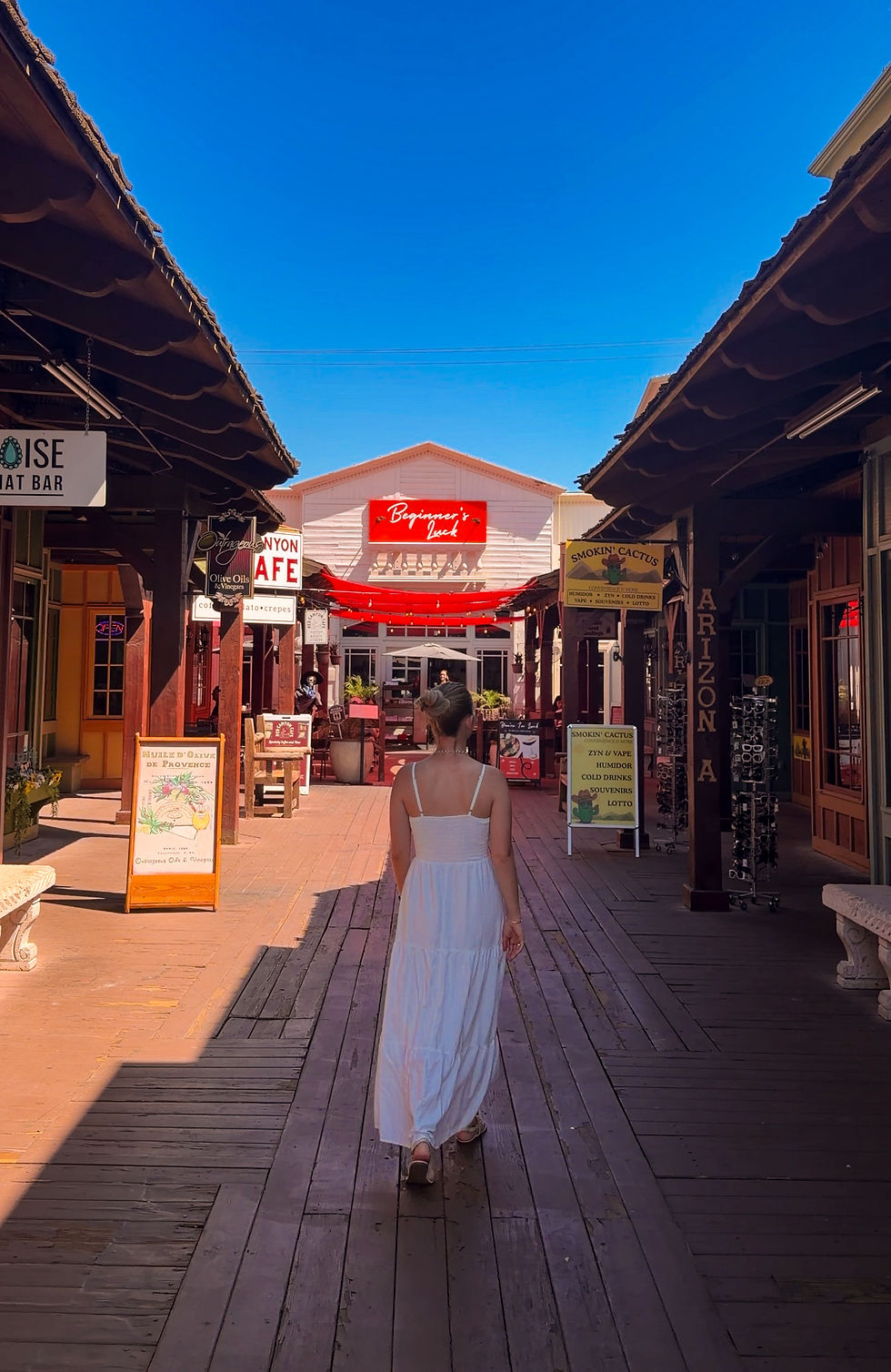 Old Town Scottsdale in Arizona with colorful storefronts, shops, and Southwestern architecture