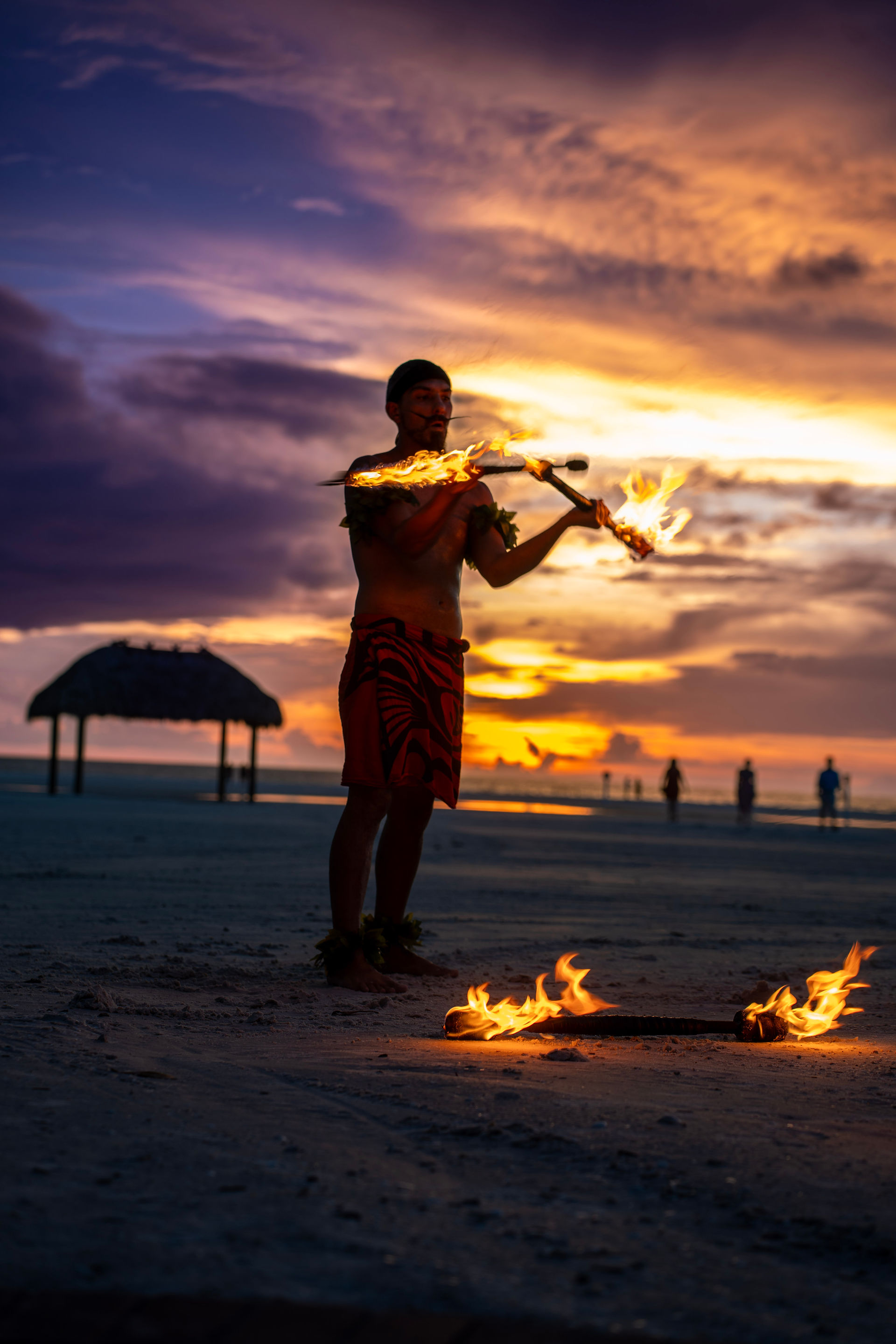 Sunset fire dancer performance at JW Marriott Marco Island Beach Resort