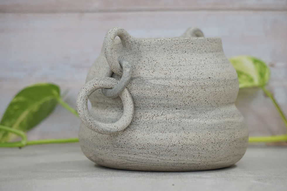 Thumbnail: Χειροποίητο κεραμικό βάζο με εφε μαρμαρου-Γκρι-μπεζ