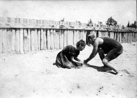 P-4002 Bloody Cove Beach bulkhead fence of upended timbers replaced with stone after 1938